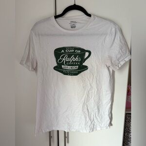 Polo by Ralph Lauren White Tee with Green Coffee Cup Graphic